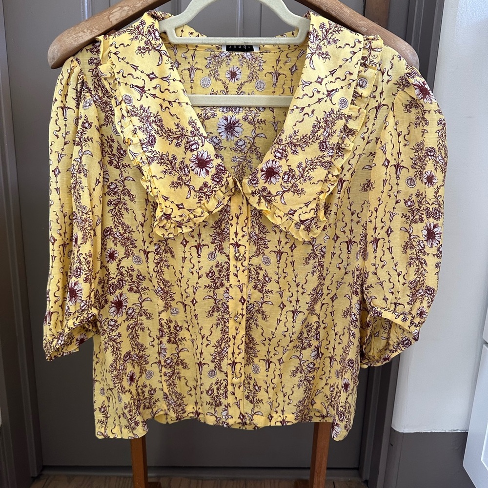 Sandro Yellow Floral Blouse